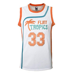 Jackie Moon #33 Flint Tropics White Basketball Jersey - Front View