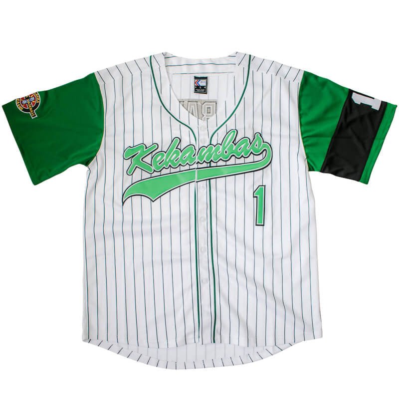 Green Pinstripe Baseball Jersey
