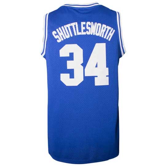 Jesus Shuttlesworth #34 Lincoln High School Blue Jersey - Back View with Stitched Name and Numbers