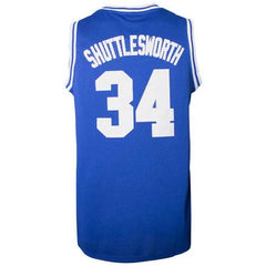 Jesus Shuttlesworth #34 Lincoln High School Blue Jersey - Back View with Stitched Name and Numbers