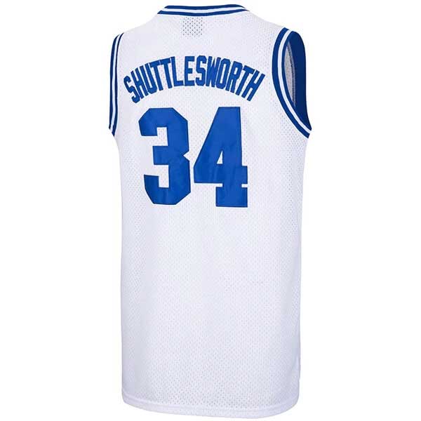 Jesus Shuttlesworth #34 Lincoln High School White Jersey - Back View with Stitched Name and Numbers