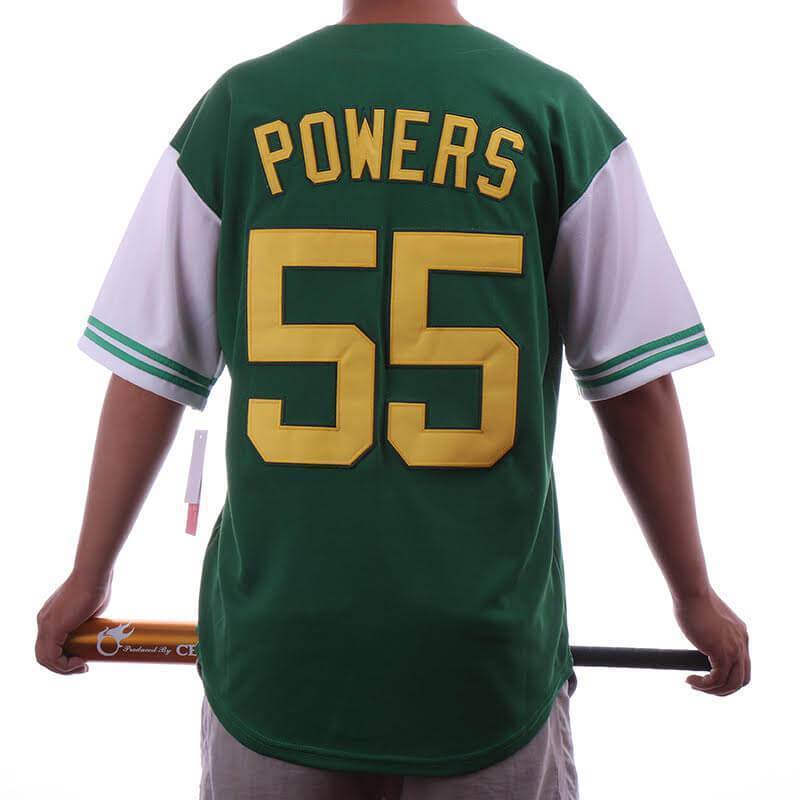 MESOSPERO Kenny Powers Baseballtrikot #55 Myrtle Beach Mermen Genäht Herren Film Baseball Jersey Blau Grün S-3XL, 55 Blau, Klein
