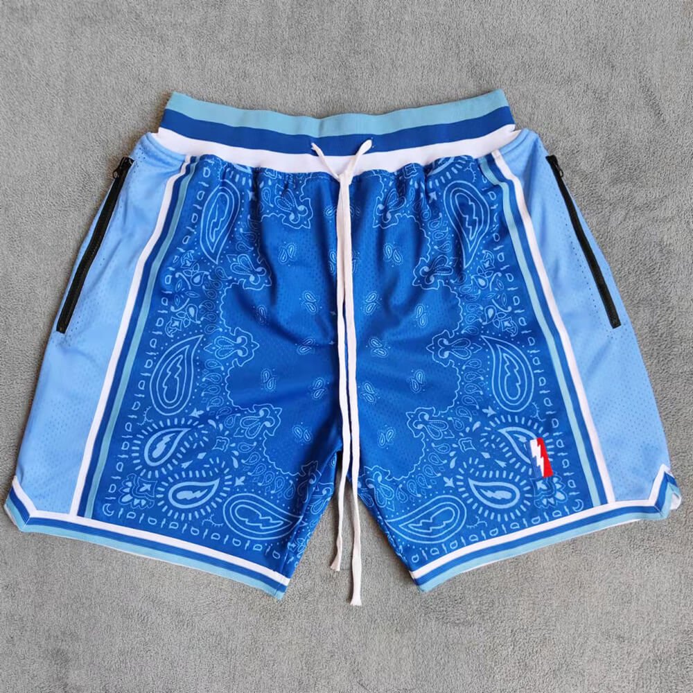 LAL Printed Streetwear Basketball Shorts with Zipper Pockets Jersey One