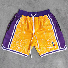 LAL Printed Streetwear Basketball Shorts with Zipper Pockets Jersey One