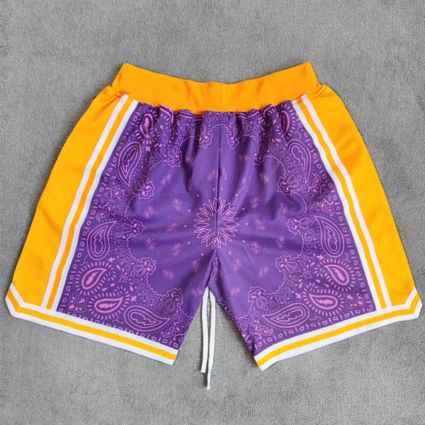 LAL Printed Streetwear Basketball Shorts with Zipper Pockets Jersey One