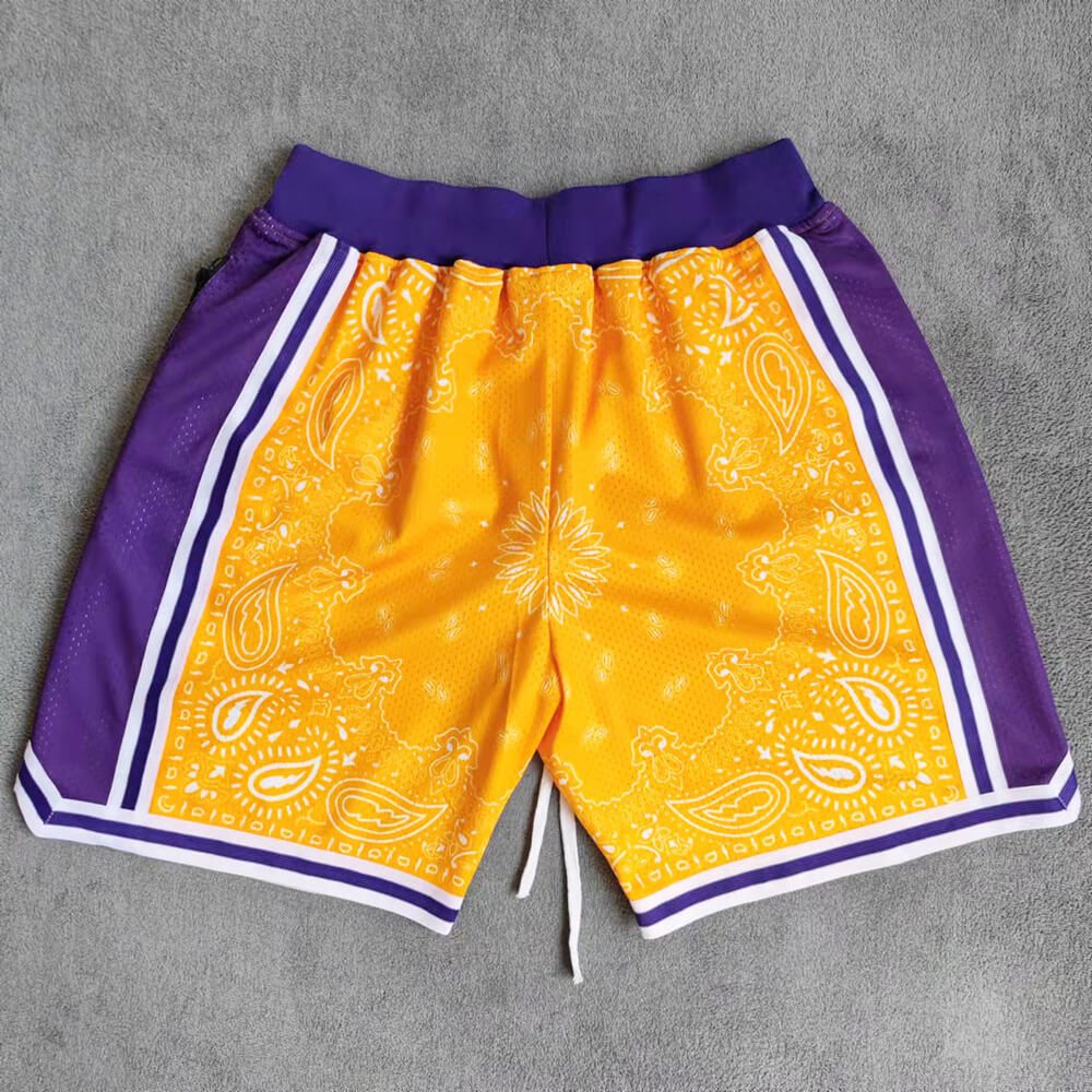 LAL Printed Streetwear Basketball Shorts with Zipper Pockets Jersey One