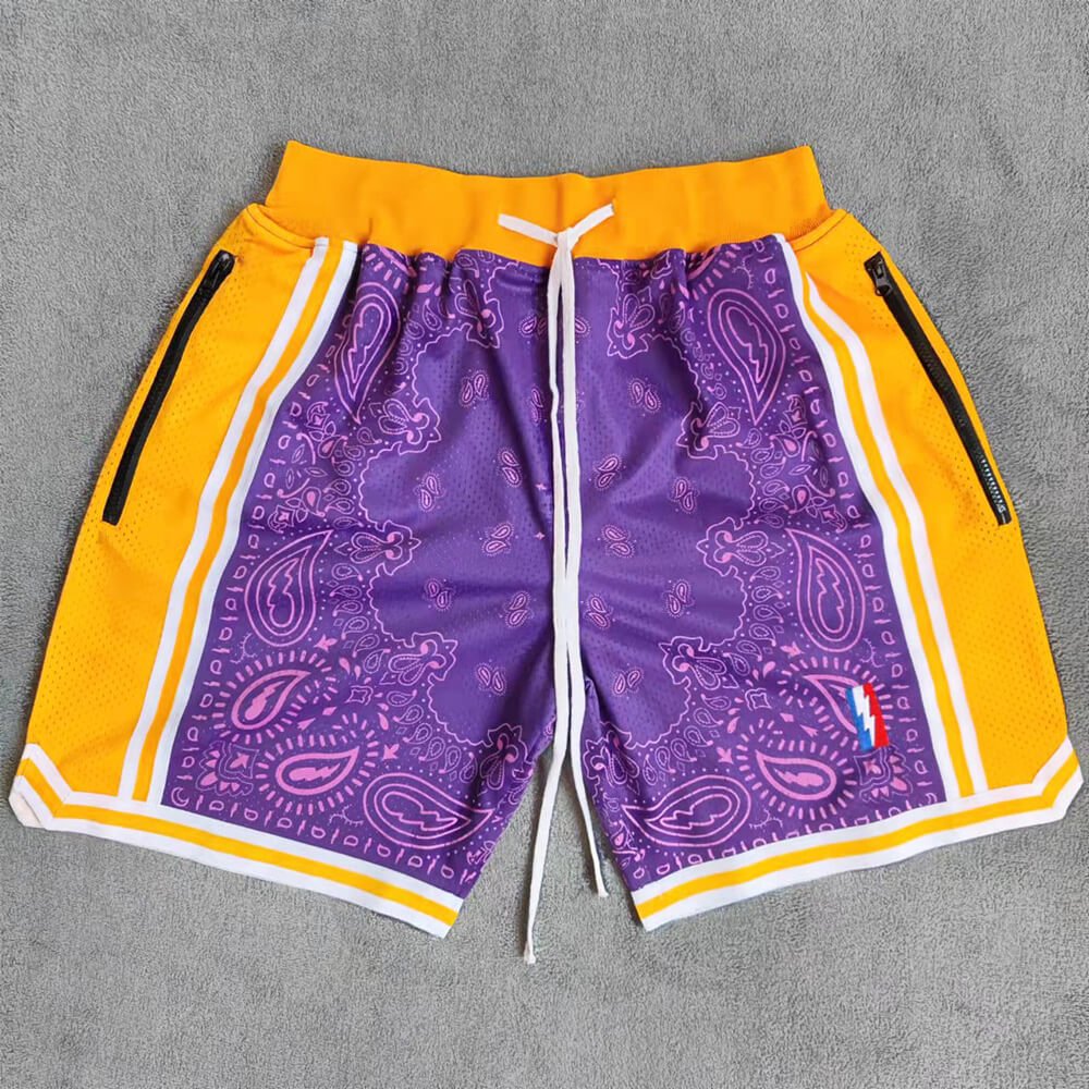 Sun Printed Streetwear Basketball Shorts with Zipper Pockets Jersey One
