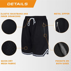 Men's Mesh Basketball Shorts with Zipper Pockets Jersey One