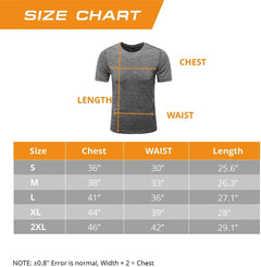 Mens Quick Dry T-Shirts, Moisture Wicking Athletic Gym Workout Short Sleeve Crew-Neck Tee Jersey One