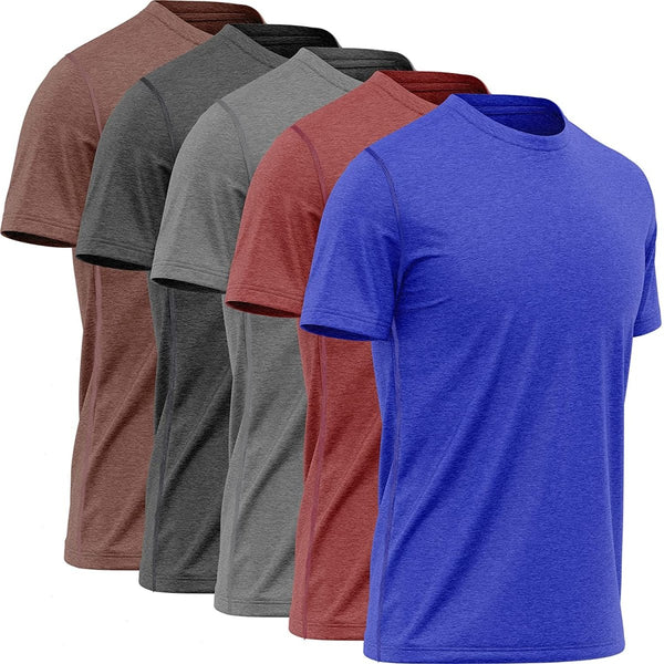 Mens Quick Dry T-Shirts, Moisture Wicking Athletic Gym Workout Short Sleeve Crew-Neck Tee Jersey One