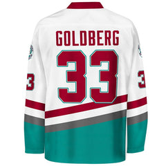 Greg Goldberg #33 Mighty Ducks White Hockey Jersey - Back View Stitched