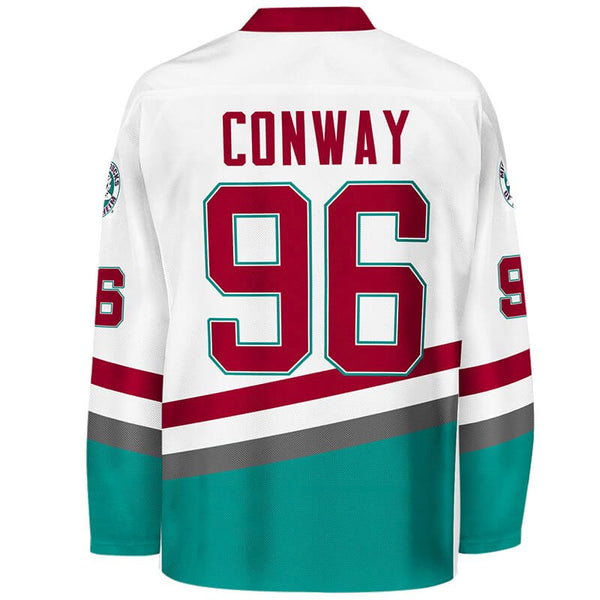 charlie conway 96 mighty ducks d2  white hockey jersey for men back