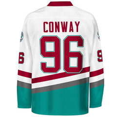 Charlie Conway #96 Mighty Ducks White Jersey - Back View with Stitched Name and Numbers
