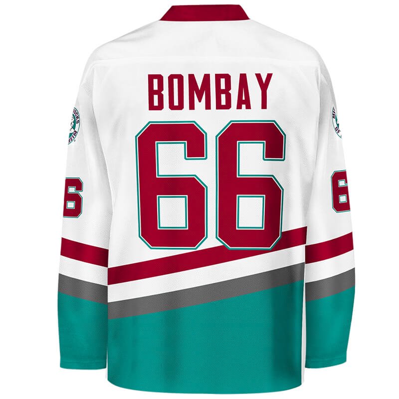 Guy Germaine #66 Mighty Ducks White Hockey Jersey - Back View Stitched