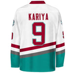 kariya #9 mighty ducks d2 white movie hockey jersey for men back thumbnail