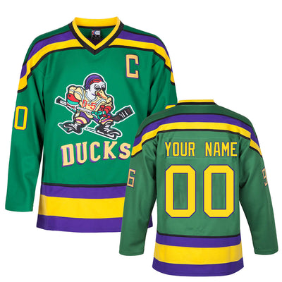 mens green Custom Mighty Ducks Jersey, with name and number option