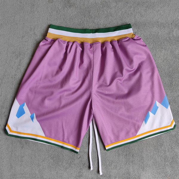 Mountain Printed Streetwear Basketball Shorts with Zipper Pockets Jersey One