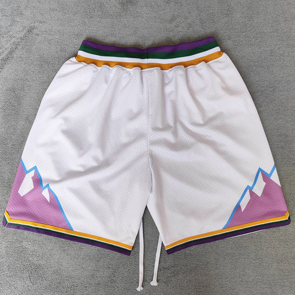 Mountain Printed Streetwear Basketball Shorts with Zipper Pockets Jersey One