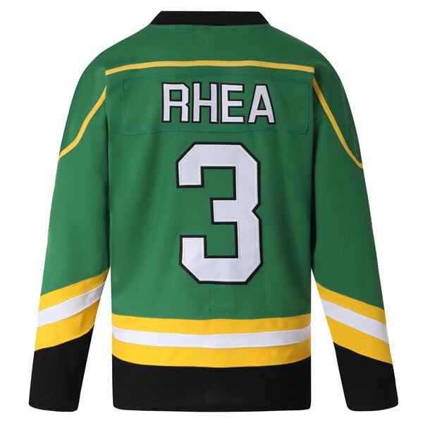 Ross Rhea #3 St. John's Shamrocks Green Jersey - Back View with Stitched RHEA Name