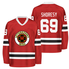 Shoresy #69 Letterkenny Irish Summer Christmas Hockey Jersey - Front and Back View
