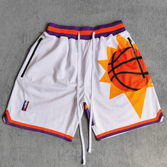 Sun Printed Streetwear Basketball Shorts with Zipper Pockets Jersey One