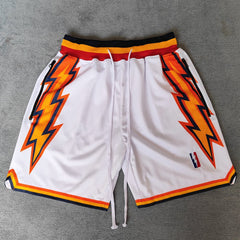 Thunder Printed Streetwear Basketball Shorts with Zipper Pockets Jersey One