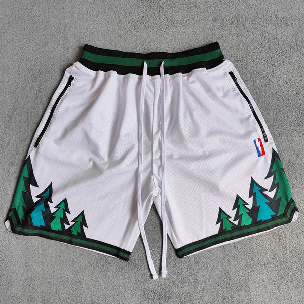 Timber Printed Streetwear Basketball Shorts with Zipper Pockets Jersey One