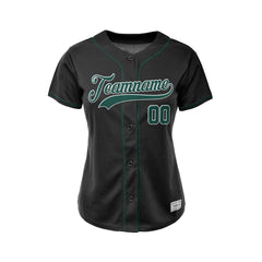 Women's Custom Black Button Down Baseball Jersey