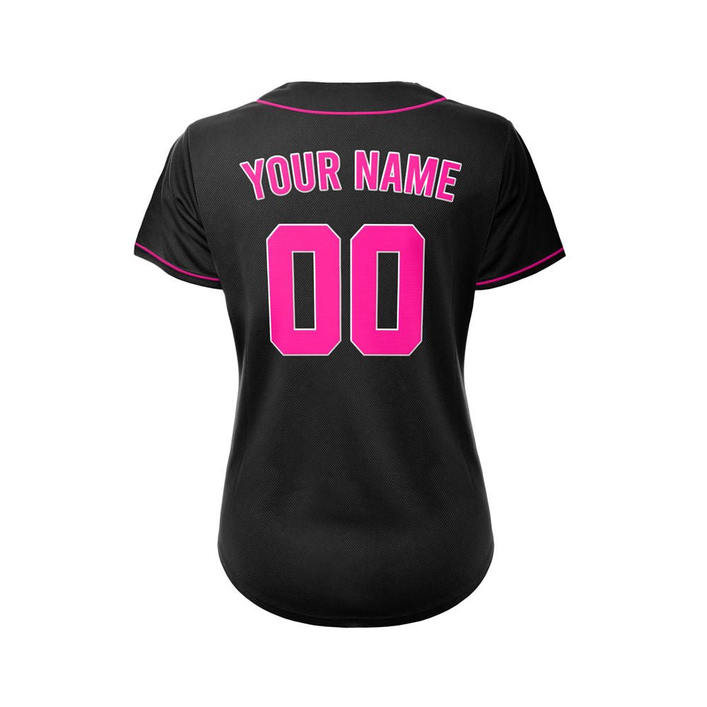 Women's Custom Black Button Down Baseball Jersey