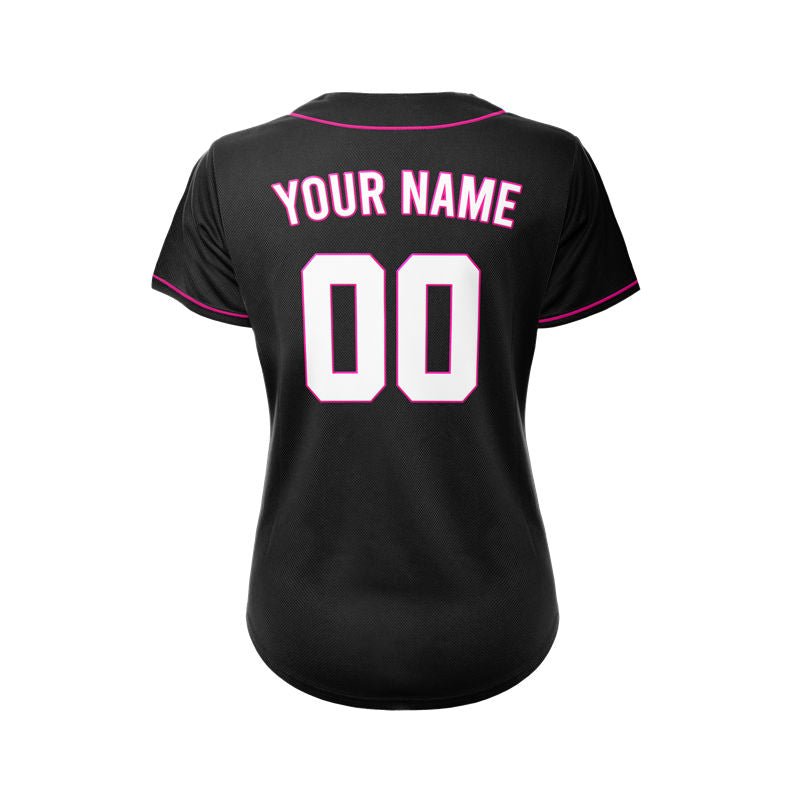 Women's Custom Black Button Down Baseball Jersey