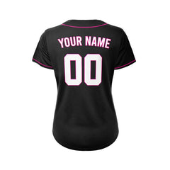 Women's Custom Black Button Down Baseball Jersey
