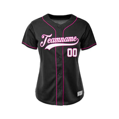 Women's Custom Black Button Down Baseball Jersey