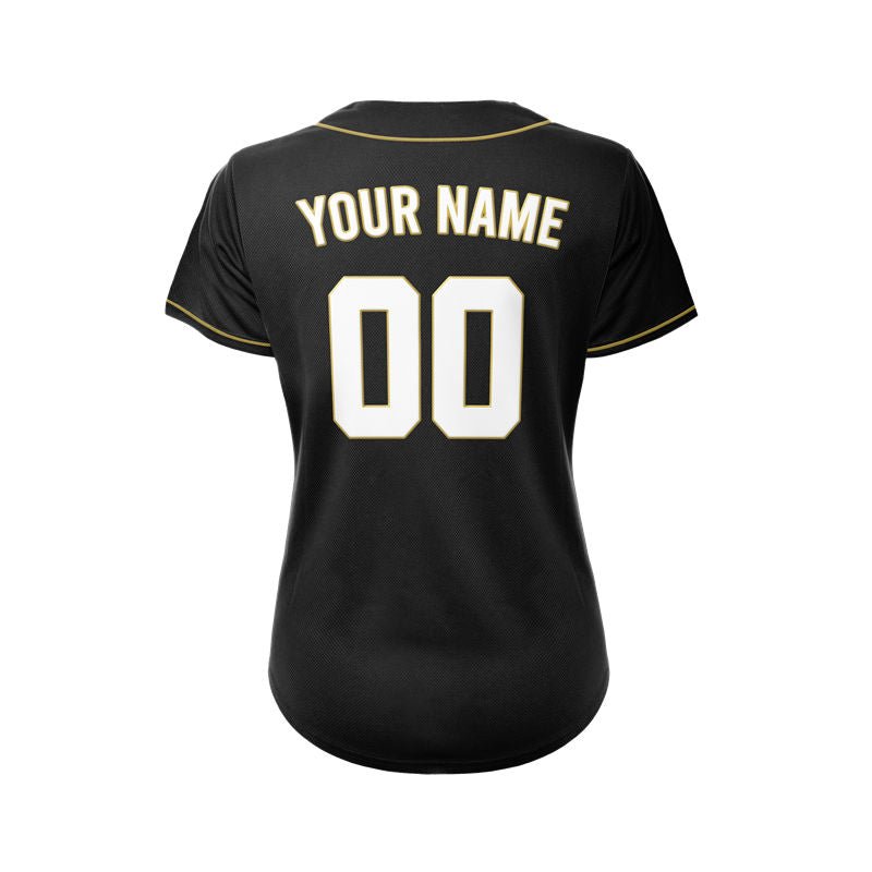 Women's Custom Black Button Down Baseball Jersey