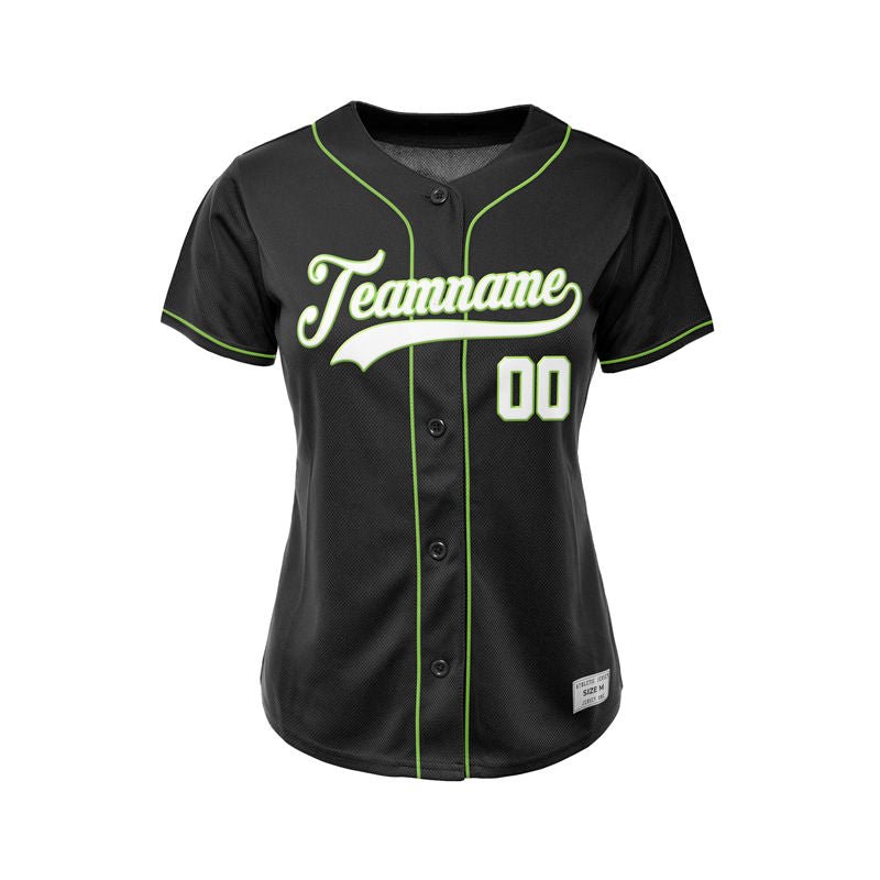 Women's Custom Black Button Down Baseball Jersey