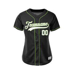 Women's Custom Black Button Down Baseball Jersey