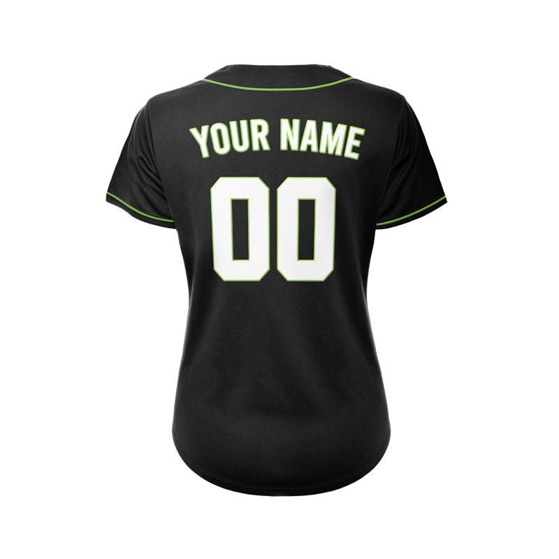 Women's Custom Black Button Down Baseball Jersey
