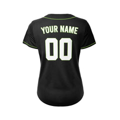 Women's Custom Black Button Down Baseball Jersey