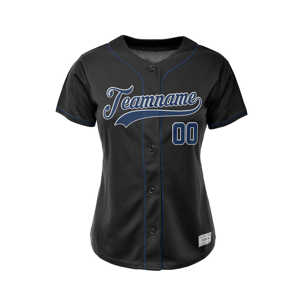Women's Custom Black Button Down Baseball Jersey