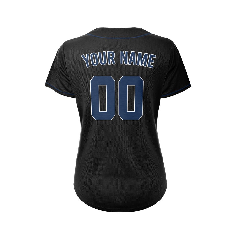 Women's Custom Black Button Down Baseball Jersey