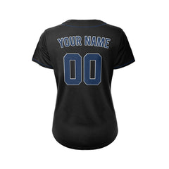 Women's Custom Black Button Down Baseball Jersey