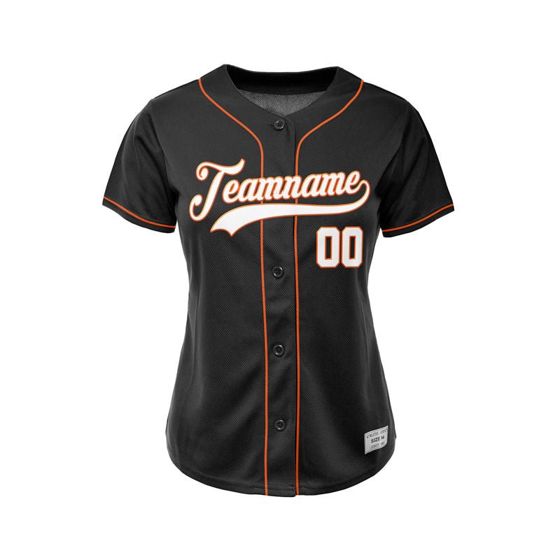 Women's Custom Black Button Down Baseball Jersey