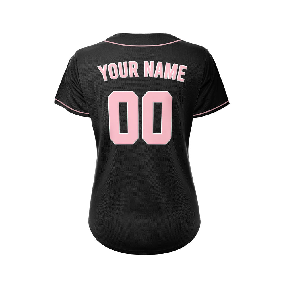 Women's Custom Black Button Down Baseball Jersey