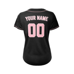 Women's Custom Black Button Down Baseball Jersey