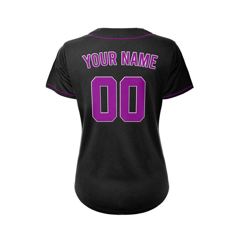 Women's Custom Black Button Down Baseball Jersey