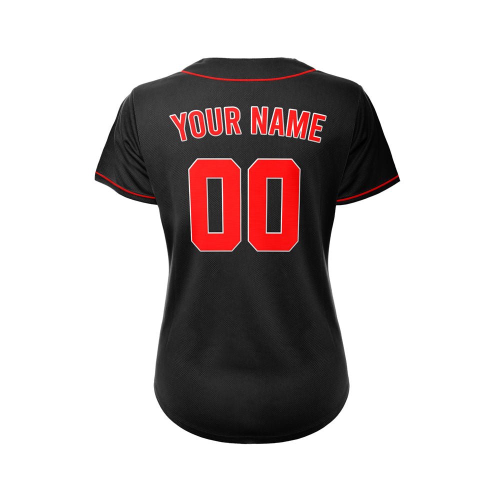 Women's Custom Black Button Down Baseball Jersey