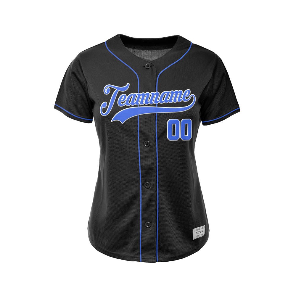 Women's Custom Black Button Down Baseball Jersey