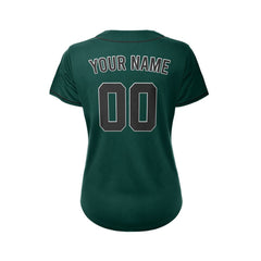 Women Custom Baseball Jersey Deep Green Black Design Jersey One