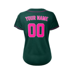 Women's Custom Deep Green Button Down Baseball Jersey