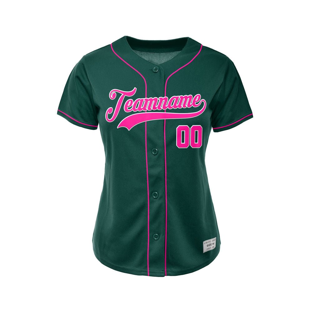 Women's Custom Deep Green Button Down Baseball Jersey