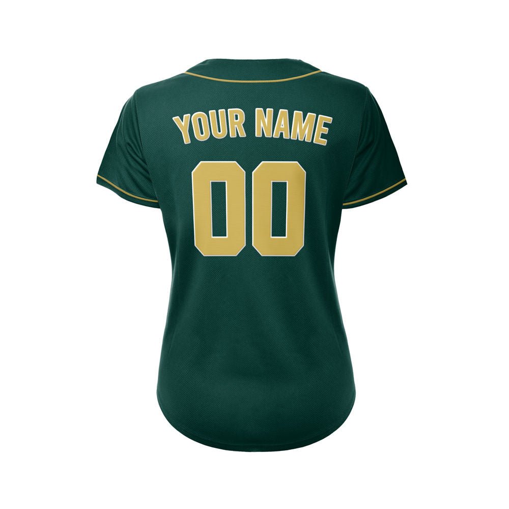 Women's Custom Deep Green Button Down Baseball Jersey